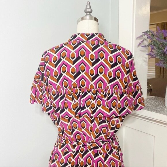 Anthropologie Corey Lynn Calter Annabel Pink Ruffle Shirt Dress Maxi Small - Picture 11 of 15